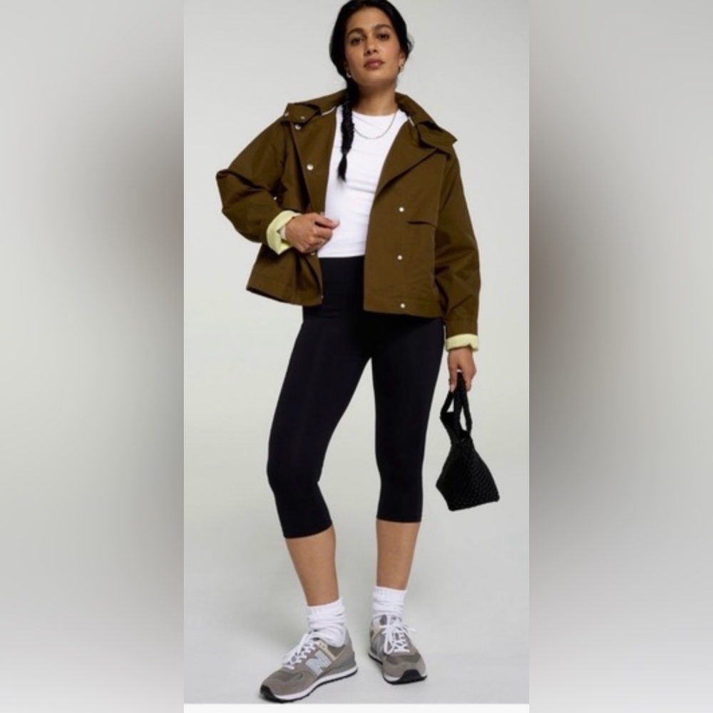 CALIA Women's Crop Trench Jacket - Dark Khaki Olive - Picture 6 of 8